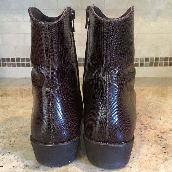 Free People Brown Leather Embossed Western Boots - Picture 5 of 10